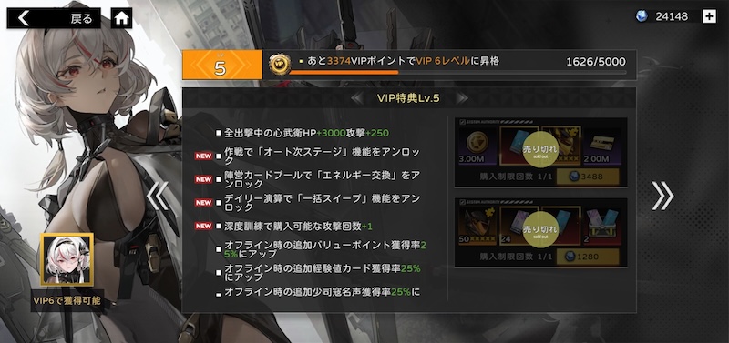 終境シンフォニーのVIPレベル