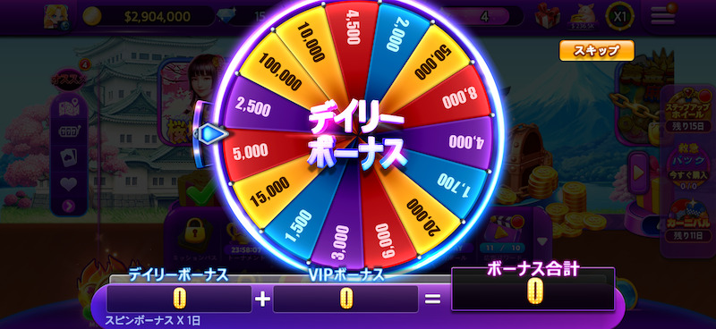 フルハウスカジノのデイリーボーナス