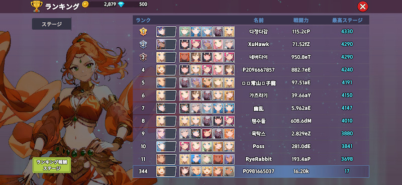 少女騎士団のランキング